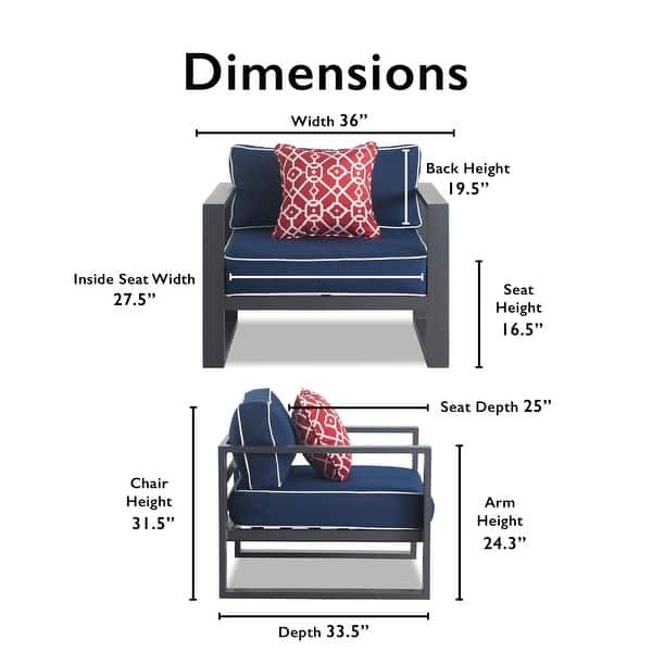 Tommy Hilfiger Monterey Outdoor Easy Assembly Arm Chair, Gray Gunmetal